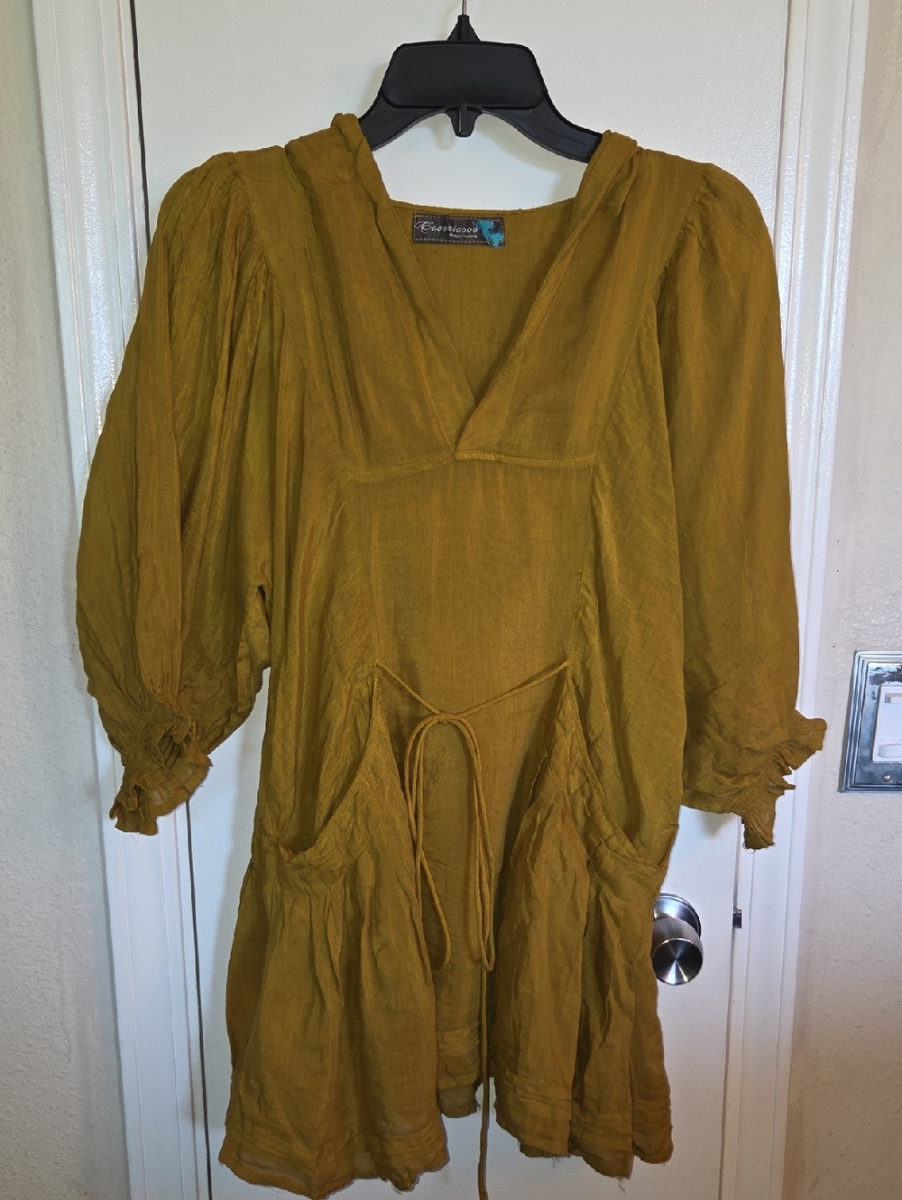 Cocoricooo Boho Mustard Peasant Tunic Top 💚🩵🩷